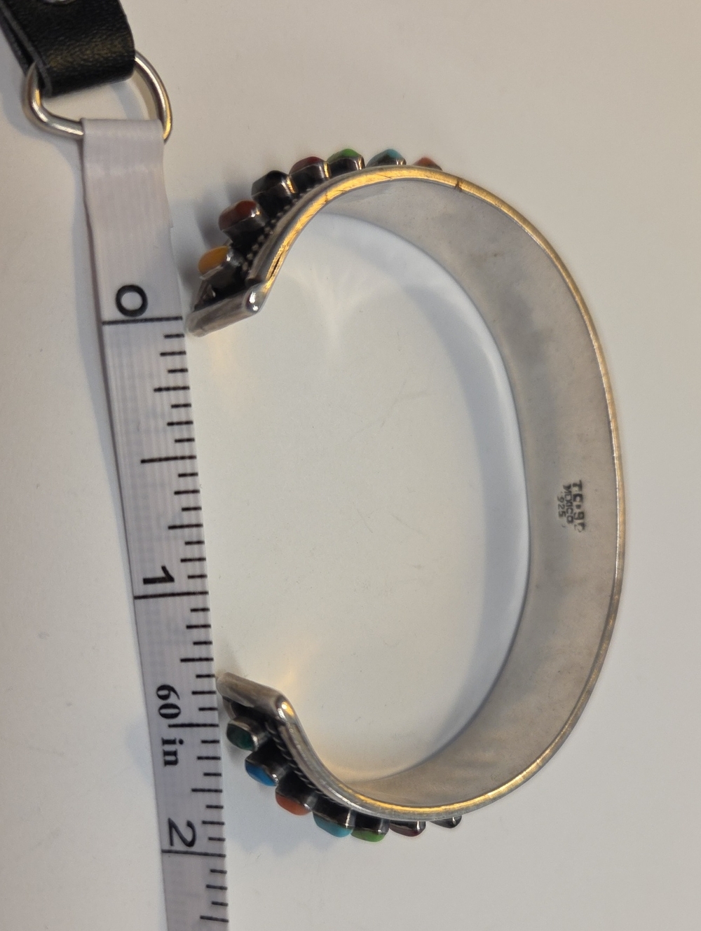Vintage Taxco TC-92 Sterling Silver 33-Stone Raised Setting Cuff Bracelet - Picture 6 of 8
